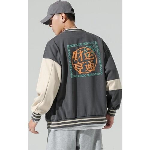 Fashion Hip hop baseball jacket coat Casual Loose Japanese College style Harajuku Oversize Patchwork Bomber Couple Streetwear