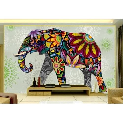Custom photo mural 3d wallpaper Vintage ethnic pattern elephant animal home decor in the living room wallpaper for walls 3 d
