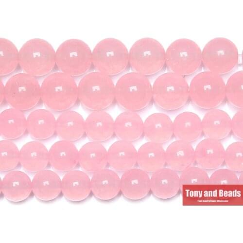 Natural Stone Pink Chalcedony Jades Loose Beads 6 8 10 MM Pick Size for Jewelry Making