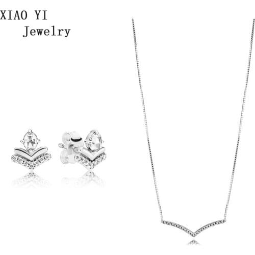 XIAOYI 2020 New 100% S925 Classic wishes sell like hot cakes Crown stud necklaces party fashion Senior wedding jewelry female