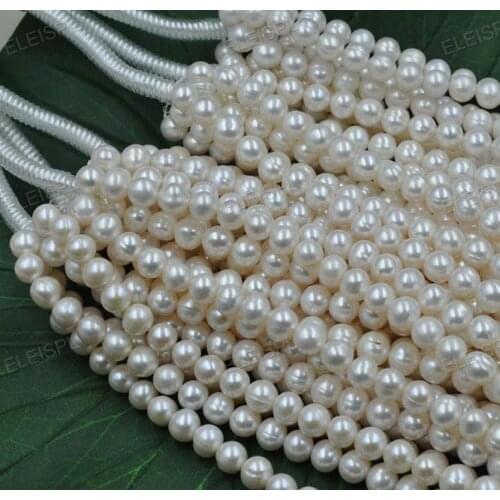 Wholesale 9mm near round white pearl strand 40cm free shipping