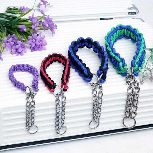 Dog Necklace Braided Rope Walking Dog P Chain Adjustable Pet Collar Suitable for Small Medium and Large Dog Pet Accessories