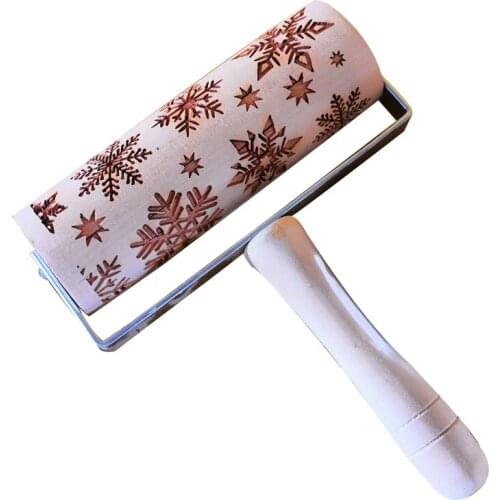 Cookies Noodle Biscuit Fondant Cake Decoration Handheld Wooden Engraved Rolling Pins Embossing Pastry Dough Roller