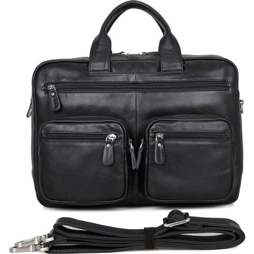 Mens Briefcase Black Genuine Vintage Leather 15 Laptop Bag USA Office Briefcase Business Travel Handbag Crossbody Shoulder Bags