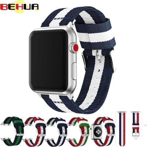 40mm 44mm band for apple watch Series 4 3 2 1 nylon woven strap for iwatch classic styles colors pattern with adapters 38mm 42mm
