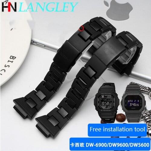 PVC Watch Band for Casio G-SHOCK for DW-6900 for DW9600 for DW5600 for GW-M5610 Plastic Steel WatchStrap Light Weight