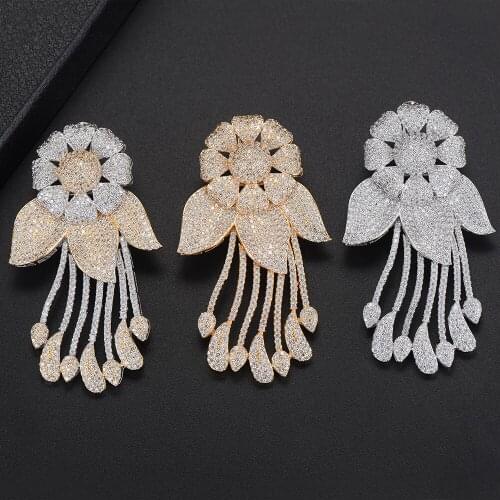 LARRAURI Luxury Twisted Braided Full Mirco Zircon Zircon Stud Earrings Womens Wedding Dubai Bridal Fashion Earrings 2019