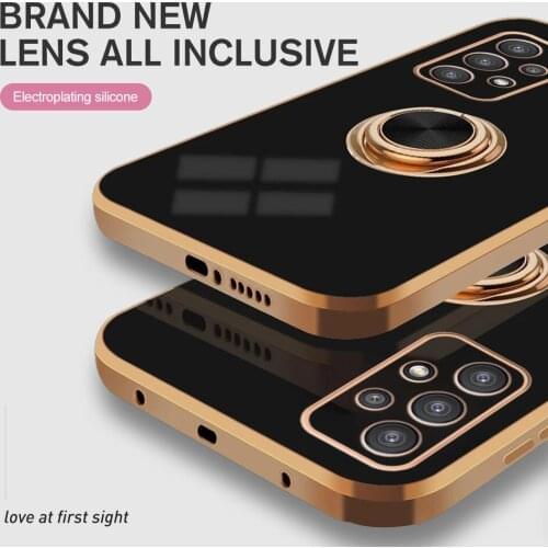 Luxury Plating Silicone Finger Ring Holder Case For Samsung Galaxy A32 5G Soft Cover Coque Box For Sansung Samsong A 32 32A 6.5"