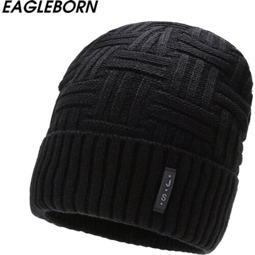 New Men Women Woolen Beanies Black Hat Casual Warm Hat Winter Sports Cap Skullies Beanies Thick Villus Hats Winter Hats for Men