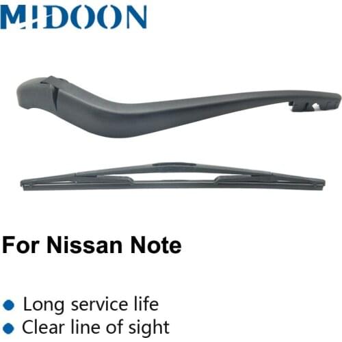 MIDOON Wiper 12" Rear Wiper Blade & Arm Set For Nissan Note MK1 2004 2005 2006 -2013 Windshield Windscreen Rear Window