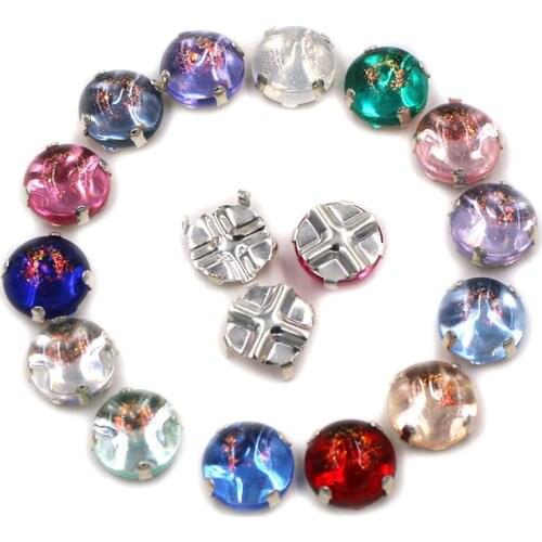 Wedding Decoration Round Shape Glitter Resin Stones Flatback Rhinestones Sliver Claw Setting Sew On Clothes/Dress/Bags/Shoes