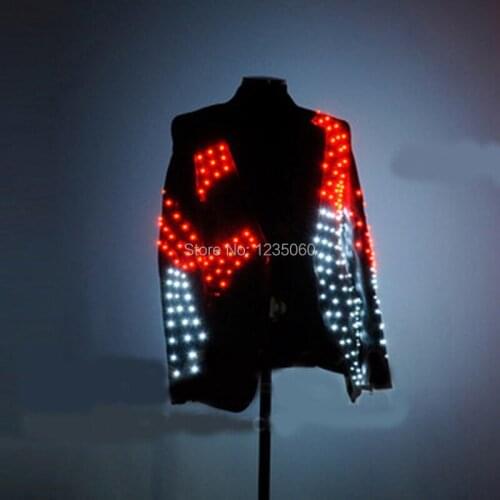 Led men blazers led stage performance costume suit luminous gentleman winter jacket nightclub luminous suit Event&Party Supplies
