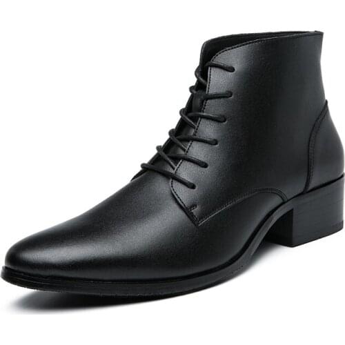 Spring and Autumn New Korean high top casual shoes high rise real leather shoes elegant high heel mens shoes zapatillas hombre