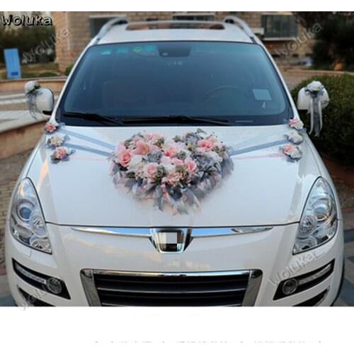 Car decoration heart-shaped plate wedding car decoration set knot wedding artificial flower CD50 Q03