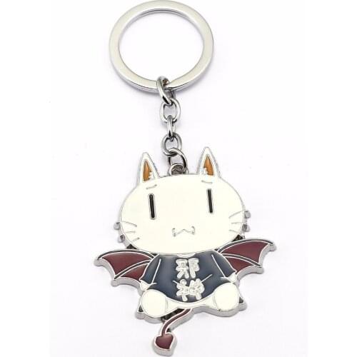 Jewelry Key Ring Cute Evil Shrine Sauce White Cat Keychain Pendant Metal Holder Game Fashion Accessory