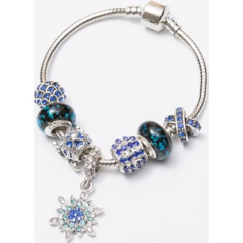 Womens Murano Glass Beads 4-color European Crystal Snowflake Bracelet Charms js1486
