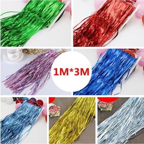 1M*3M long Rainbow Laser Shiny Rain Curtains Deco mariage Wedding Birthday party Decor photo booth backdrop Background Supplies