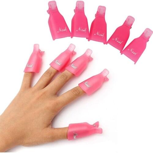 10pcs Plastic Nail Art profession Soak Off Cap Clips UV Gel Polish Remover Wrap Tool Fluid for Removal of Varnish Manicure Tools