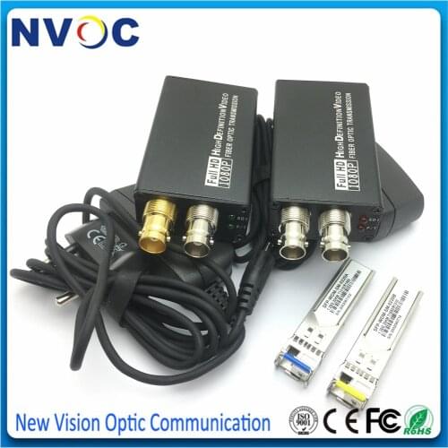1Ch Mini-type HD-SDI to Fiber Converter with Tally and loop out SMF LC Fiber Connector 20KM 1920*1080P@30Hz