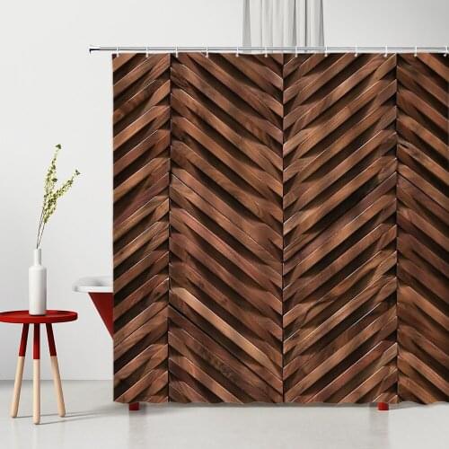 3D Wood Grain Shower Curtain Stripe Printing Machine Washable Bathtub Screen Home Bathroom Decoration With Hook Bath Curtains