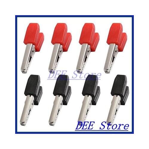 8 x Plastic Handle Test Probe Alligator Clips Clamps 34mm