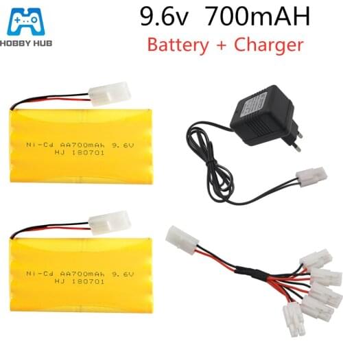 Hobby Hub 9.6V 700mAh Ni-CD AA Rechargeable High quality Battery+5 in1 cable 9.6v AA for RC boat model car electric toys tank