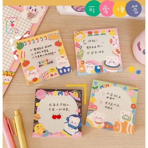 Korean Cartoon Cute Cream Bear Memo Pad 100 Sheets Student Creative Note Message Paper kawaii Small Notebook school Stationery