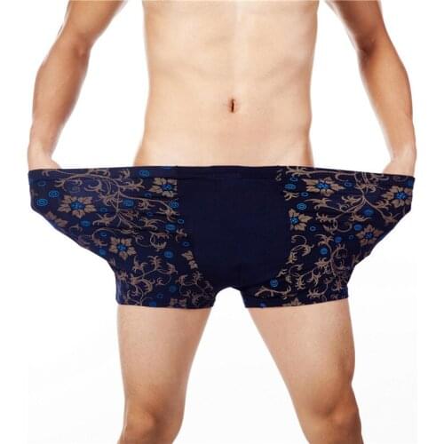 4Pcs/lot Men Underwear Boxer Shorts Trunks Slacks Men Cueca Boxer Shorts Underwear Printed Men Shorts Home Underpants Plus Size