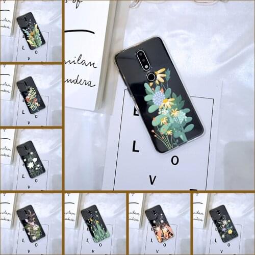 Phone Case For Nokia 4.2 3.2 Soft Silicone Aesthetic Flower Art Floral Printing Back Cover For Nokia 7.1 6.1 5.1 3.1 2.1 Plus