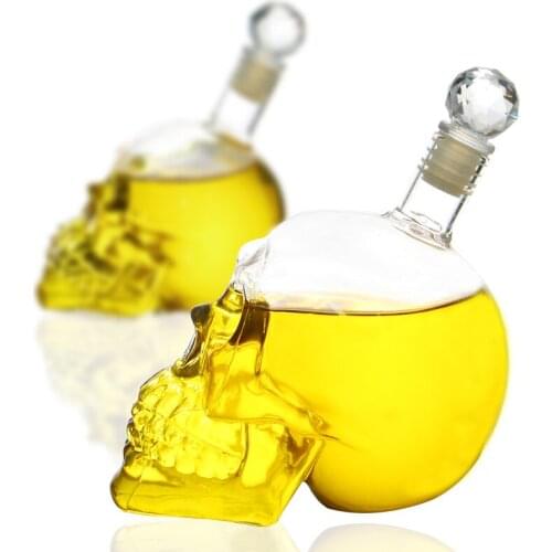 Skull Glass Whisky Wine Crystal Bottle Cups Transparent Drinking Cups Creative Gothic Vodka Decanter Bar Tools Office Drinkware