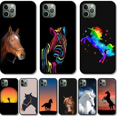 Hot horse Phone Case cover For iphone 12 pro max 11 8 7 6 s XR PLUS X XS SE 2020 mini black cell shell