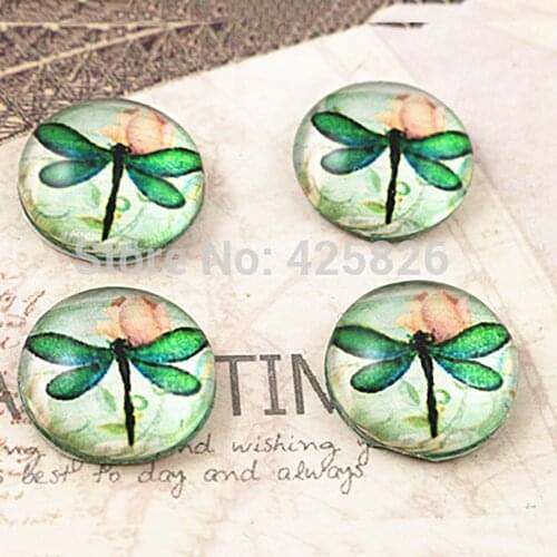 Hot Sale 20pcs 12mm Handmade Photo Glass Cabochons (Dragonfly) (E2-27)