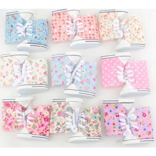 7cm Printed High-top Canvas Shoes Sneakers 43cmNew Born Baby Shoes Handmade Lace-up Sneakers Shoes For 18 Inches American Gifts