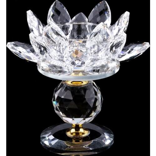 Hindu Buddhist Lotus Crystal Craft Glass Candle