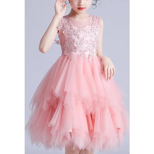 Girls‘ Short Dresses Wedding Party Clothes Flower Casual Mesh Gown Princess Summer Girls Dress Childrens Layered Dress d1280