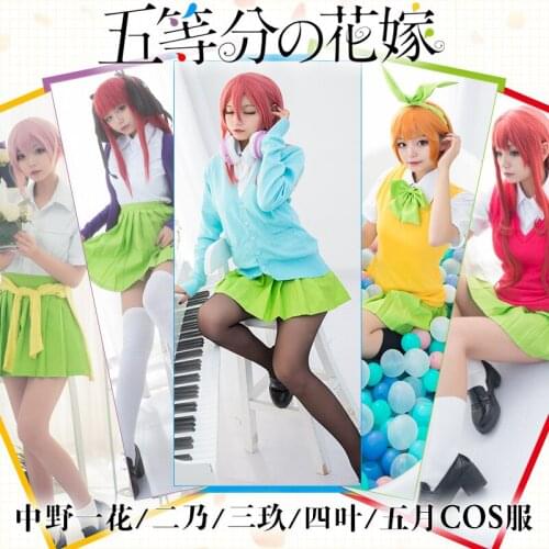 Unisex Anime The Quintessential Quintuplets Cosplay Costume Cartoon Halloween Long Sleeve Uniform For Men Women Suit Full Set