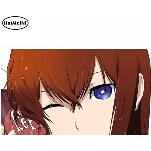 HotMeiNi 13cm x 7.4cm Peeker Car Styling Stickers and Decals for Steins Gate Anime Graphics Surfboard Laptop Motorcycle Wrap