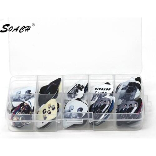 SOACH 50pcs Newest Guitar Picks 10 grid box plastic packing Thickness 0.71mm guitar strap guitar strings