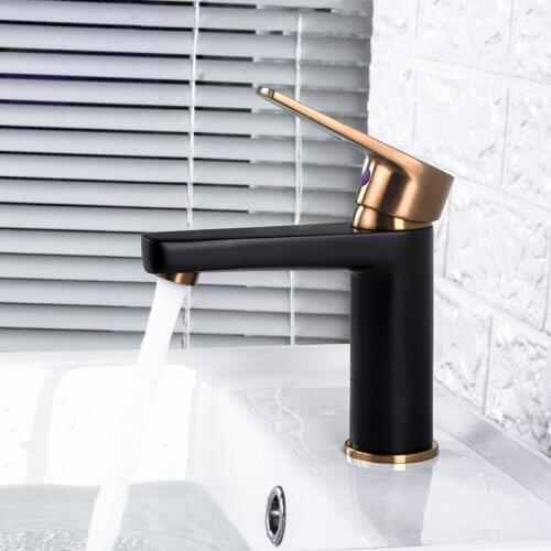 Newest Brushed Rose gold black brass copper bathroom sink faucet cold hot basin mixer tap high quality faucet single handle