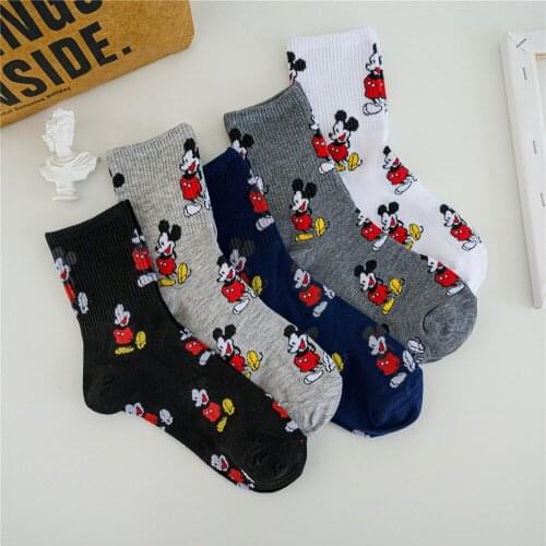 New Product 5-color Women Sock Disney Cartoon Mickey Mouse Print Four Seasons Adult Socks Comfortable Kawaii Female Socks