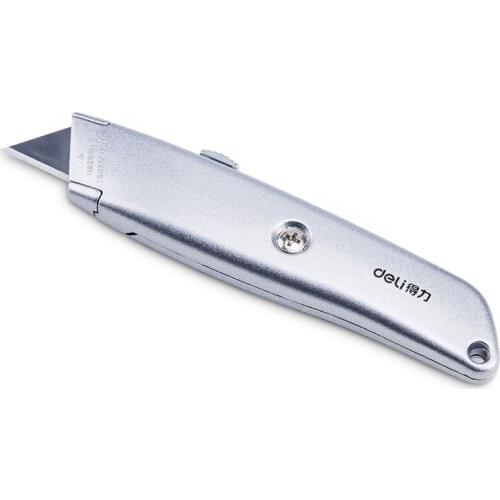Deli art knife large size zinc alloy multi-functional manual knife trapezoid metal art knife unpacking box opener knife