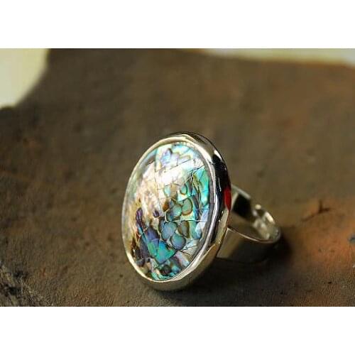 Retro personality creative abalone shellfish national style jewelry ring