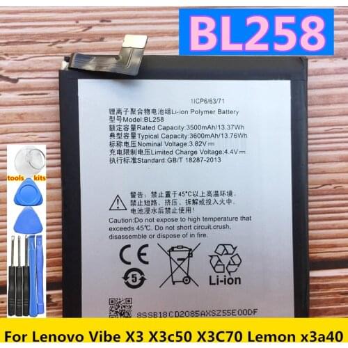 Original BL258 Battery For Lenovo Vibe X3 X3c50 X3C70 Lemon x3a40 BL288 Mobile Phone For Lenovo Z5 L78011 L78012 Batteries