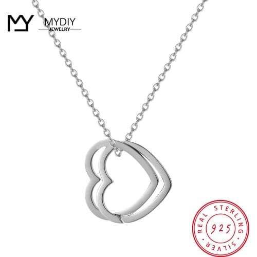 Personalized Necklaces 925 Sterling Silver Jewelry Heart Pendant DIY Name Necklace Promise Anniversary Gift for Women