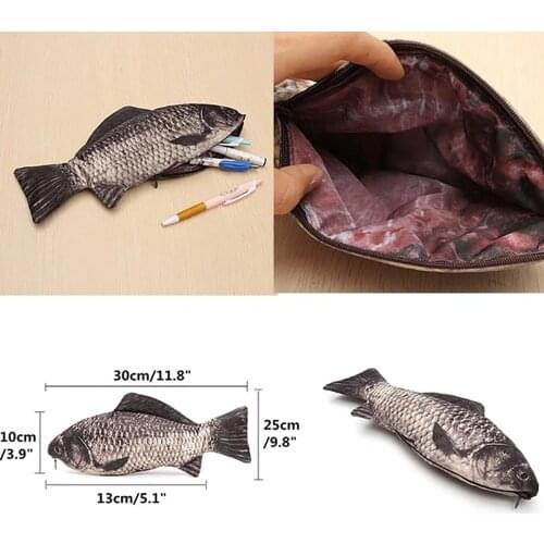 Pencil Bag Carp Pen Bag Realistic Fish Shape Make-up Pouch Pen Pencil Case With Zipper Back To School Pencil Pouch Pen Bag