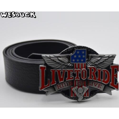 5 PCS MOQ WesBuck Brand New Men Belt Buckle Enamel Motor Biker Rider Belt Buckle Gurtelschnalle Buckle With PU Belt