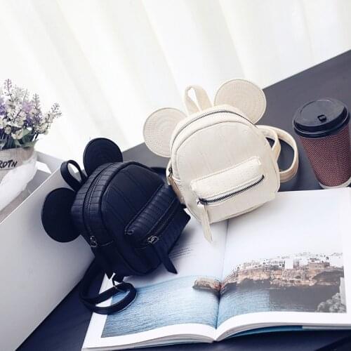 Disney Mickey Mouse Cartoon Womens Mini Pu Backpack Girl Handbag Lady Fashion Bag Shoulder Children Bag Girl Book Bag Backpack