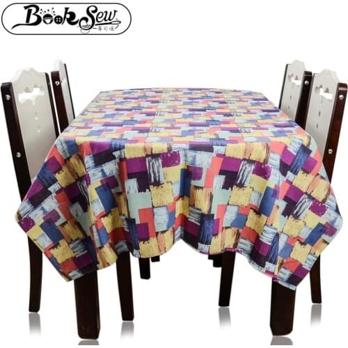 Booksew Thick Cotton Linen Colorful Plaid Table Cover Dustproof Rectangular Square Dining Tablecloth Party Wedding Home Mantel