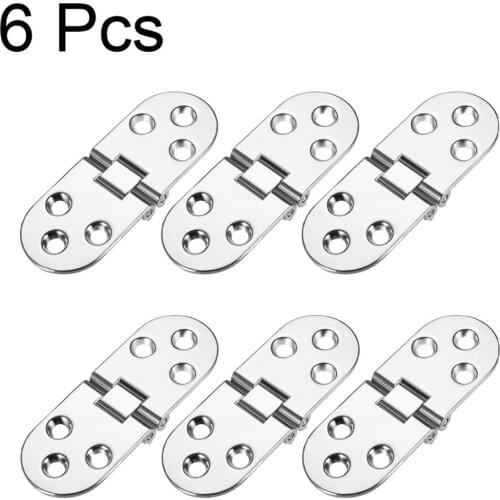 UXCELL Good Quality 6Pcs Silver / Gold Tone Sewing Machine Table Folding Flip Hinge 79*30*7mm, Zinc Alloy Chrome Plating Finish