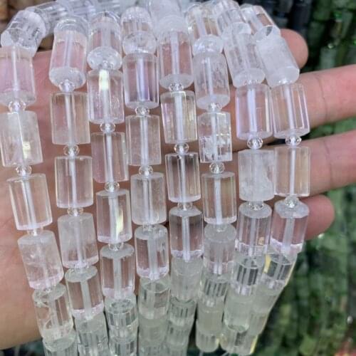 Column shape white rock quartz stone beads natural stone beads DIY loose beads for jewelry making strand 15" wholesale